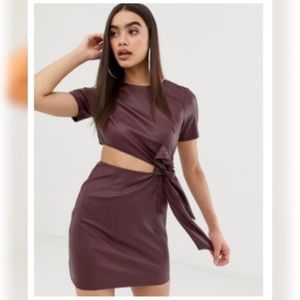 New Asos Design Fuax Leather Mini Dress